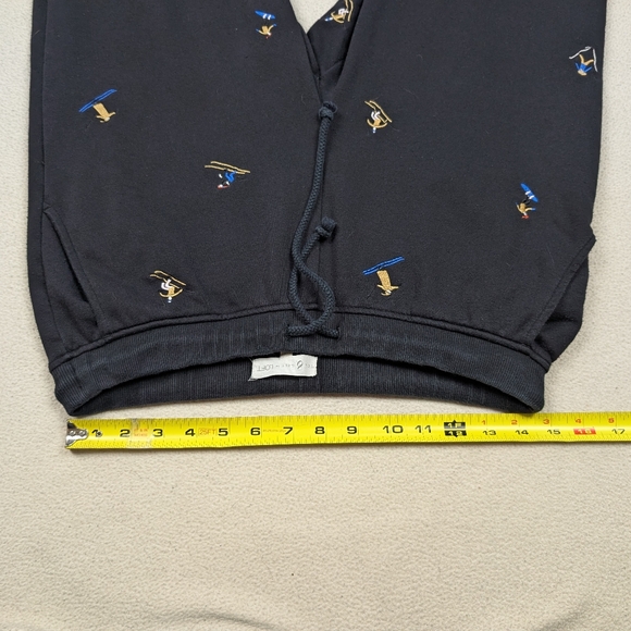 Loft Lou Grey Embroidered Skier Terry Sweatpants Medium Black Cotton Drawstring - Picture 15 of 16